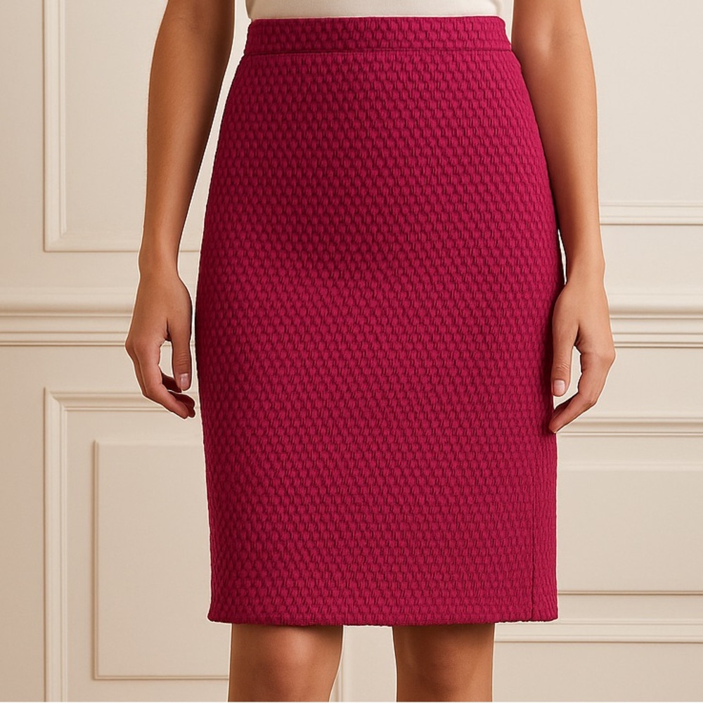 J.CREW Pencil Skirt Textured Jacquard Fuchsia Pink Size 0